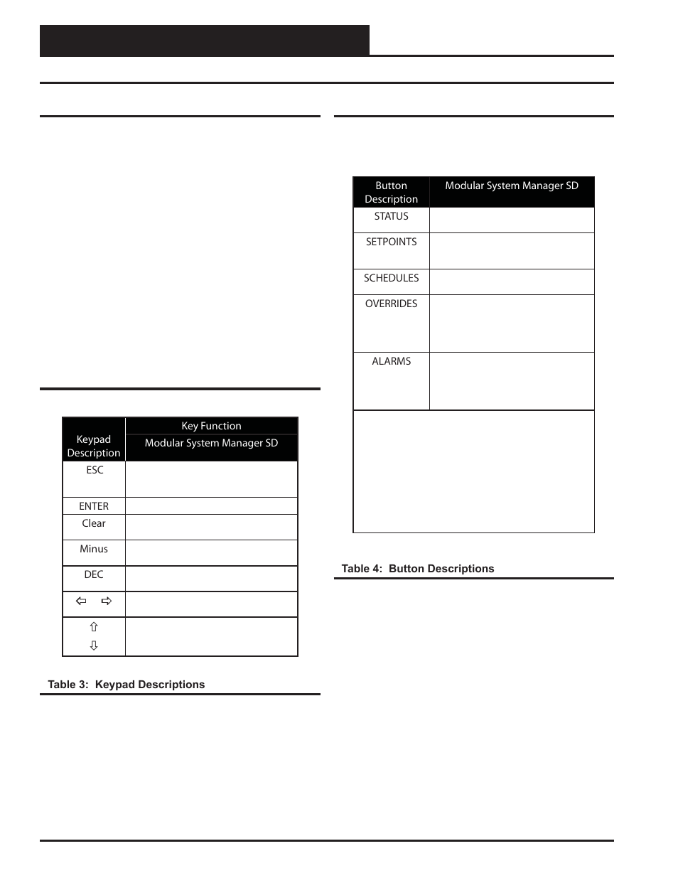Modular system manager sd, System manager sd keys and buttons, Vav/cav/mua operator interface sd 16 | Operator interfaces, Display screens & data entry keys, Mode selection buttons | Orion System VAV II Controller v.1 User Manual | Page 16 / 80