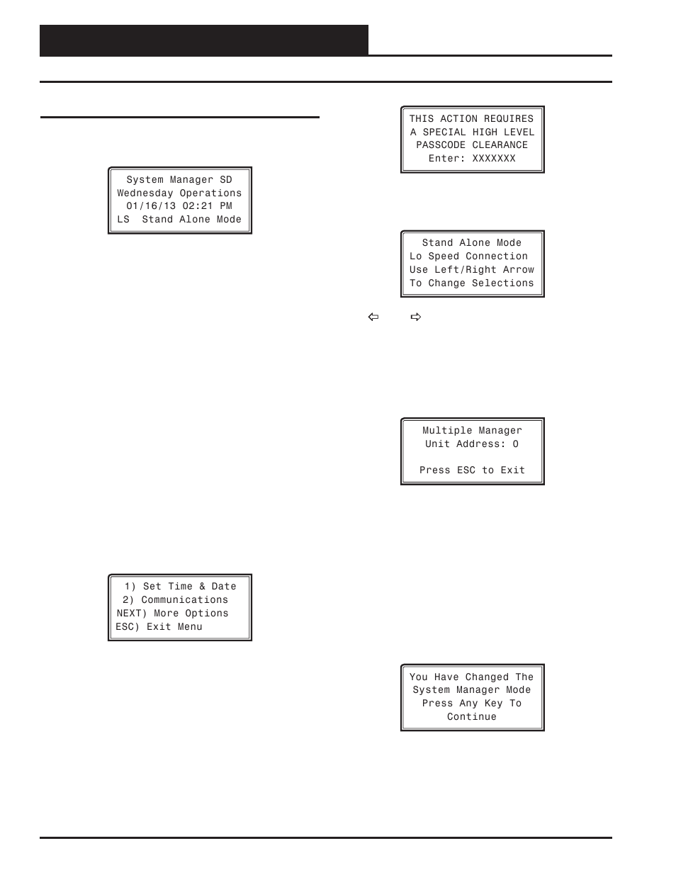 Modular system manager sd, Setting the operating mode, Vav/cav/mua operator interface sd 18 | Orion System VAV II Controller v.1 User Manual | Page 18 / 80