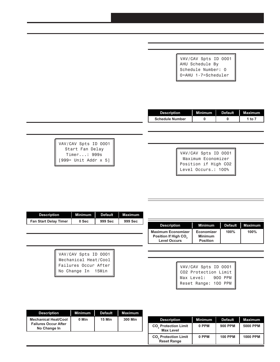 Vav/cav controller setpoints, Vav/cav setpoint screens, Vav/cav/mua operator interface sd | Orion System VAV II Controller v.1 User Manual | Page 35 / 80