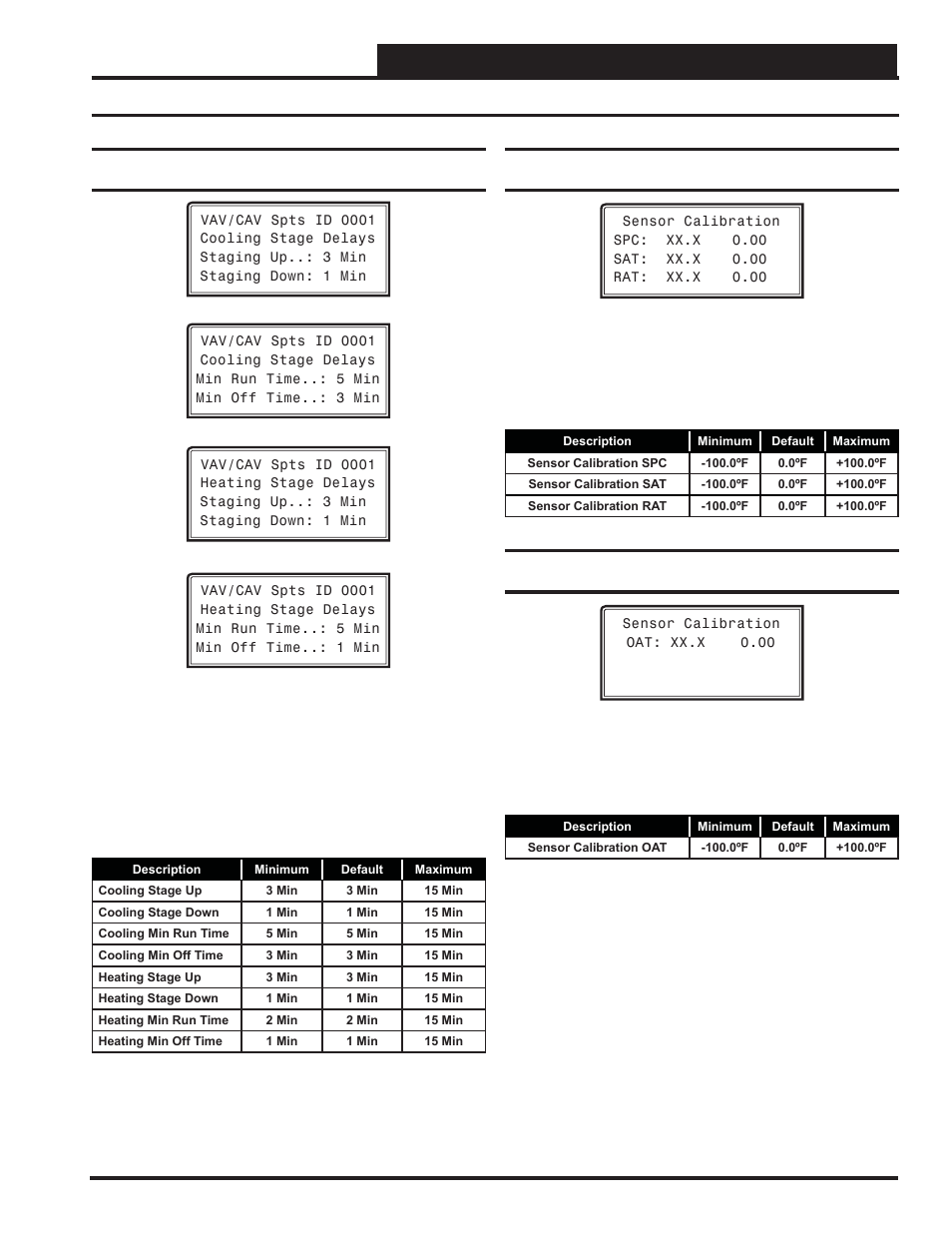 Vav/cav controller setpoints, Vav/cav setpoint screens, Vav/cav/mua operator interface sd | Orion System VAV II Controller v.1 User Manual | Page 37 / 80