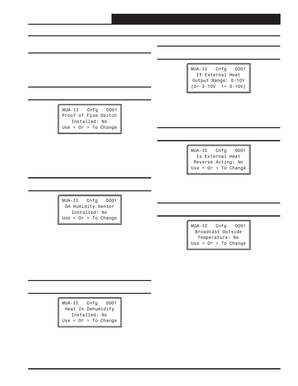 Mua ii controller configuration, Mua ii confi guration screens | Orion System VAV II Controller v.1 User Manual | Page 43 / 80
