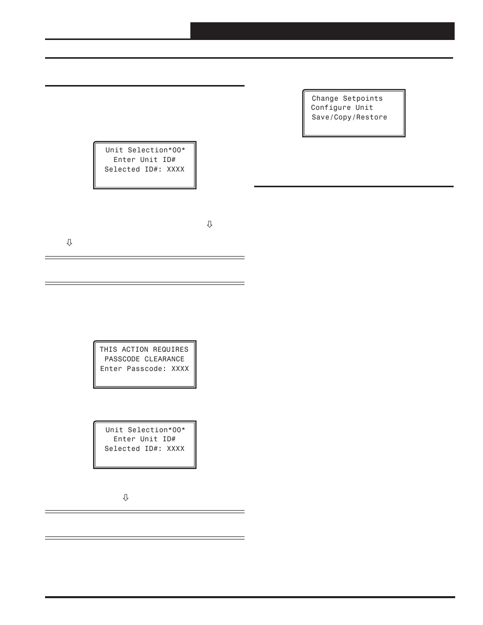 Mua ii controller setpoints, Mua ii setpoint screen index, Vav/cav/mua operator interface sd | Setpoints - general procedures, Setpoint screen index | Orion System VAV II Controller v.1 User Manual | Page 45 / 80