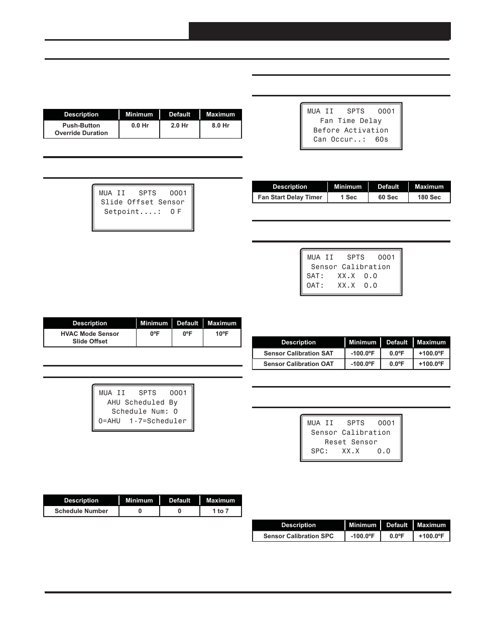 Mua ii controller setpoints, Mua ii setpoint screens, Vav/cav/mua operator interface sd | Orion System VAV II Controller v.1 User Manual | Page 49 / 80