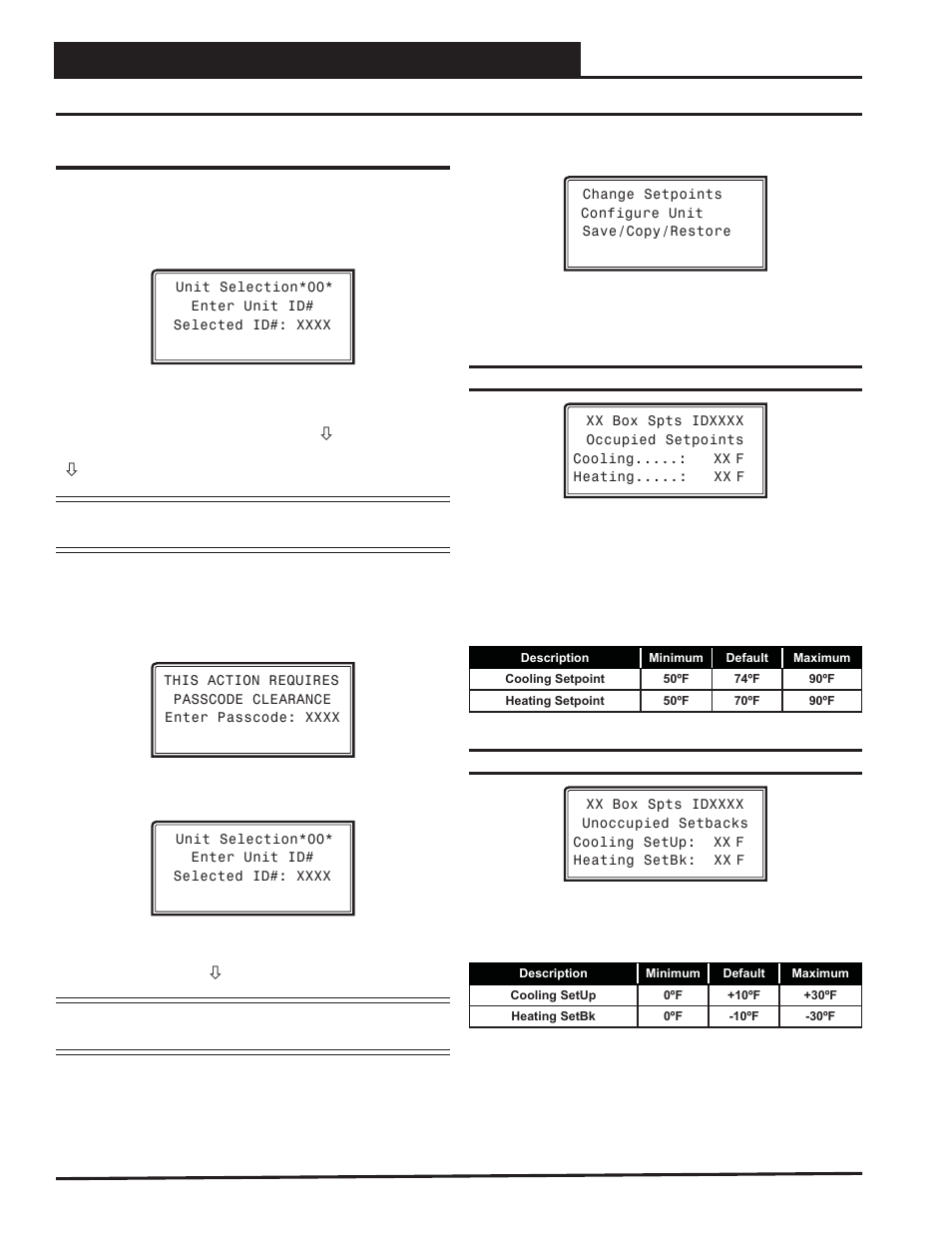 Vav/zone controller programming, Vav/zone setpoint screens, Vav/cav/mua operator interface sd 56 | Vav/zone controller setpoints | Orion System VAV II Controller v.1 User Manual | Page 56 / 80