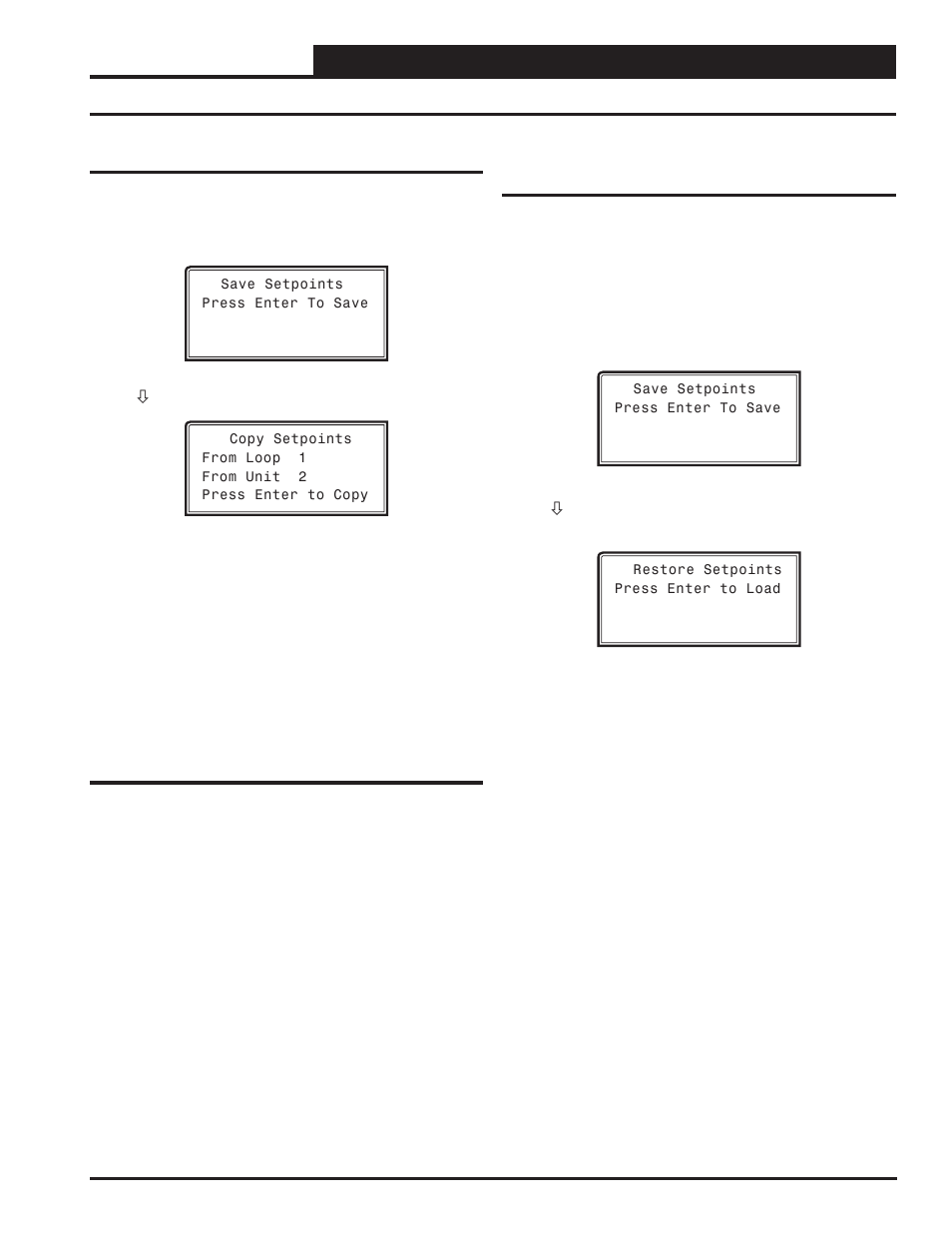 Appendix a - save, load, copy setpoints, Copying & restoring previously saved setpoints | Orion System VAV II Controller v.1 User Manual | Page 67 / 80