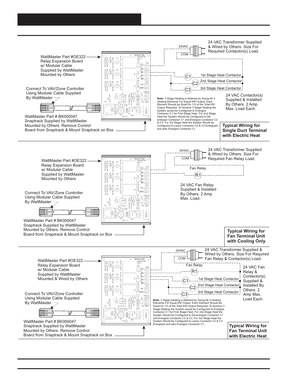 Expansion board installation & wiring, Technical guide vav/zone controller 10, Fan relay | 1st stage heat contactor, 24vac com | Orion System VAV/Zone Controller User Manual | Page 10 / 28