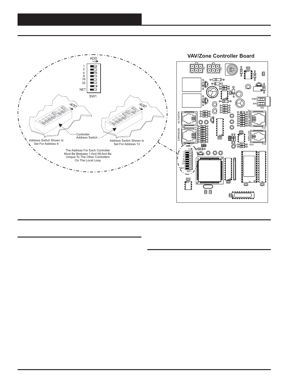 Start-up & commissioning, Technical guide vav/zone controller 12, Power wiring | Initialization, Vav/zone controller board, Figure 10: address switch setting | Orion System VAV/Zone Controller User Manual | Page 12 / 28