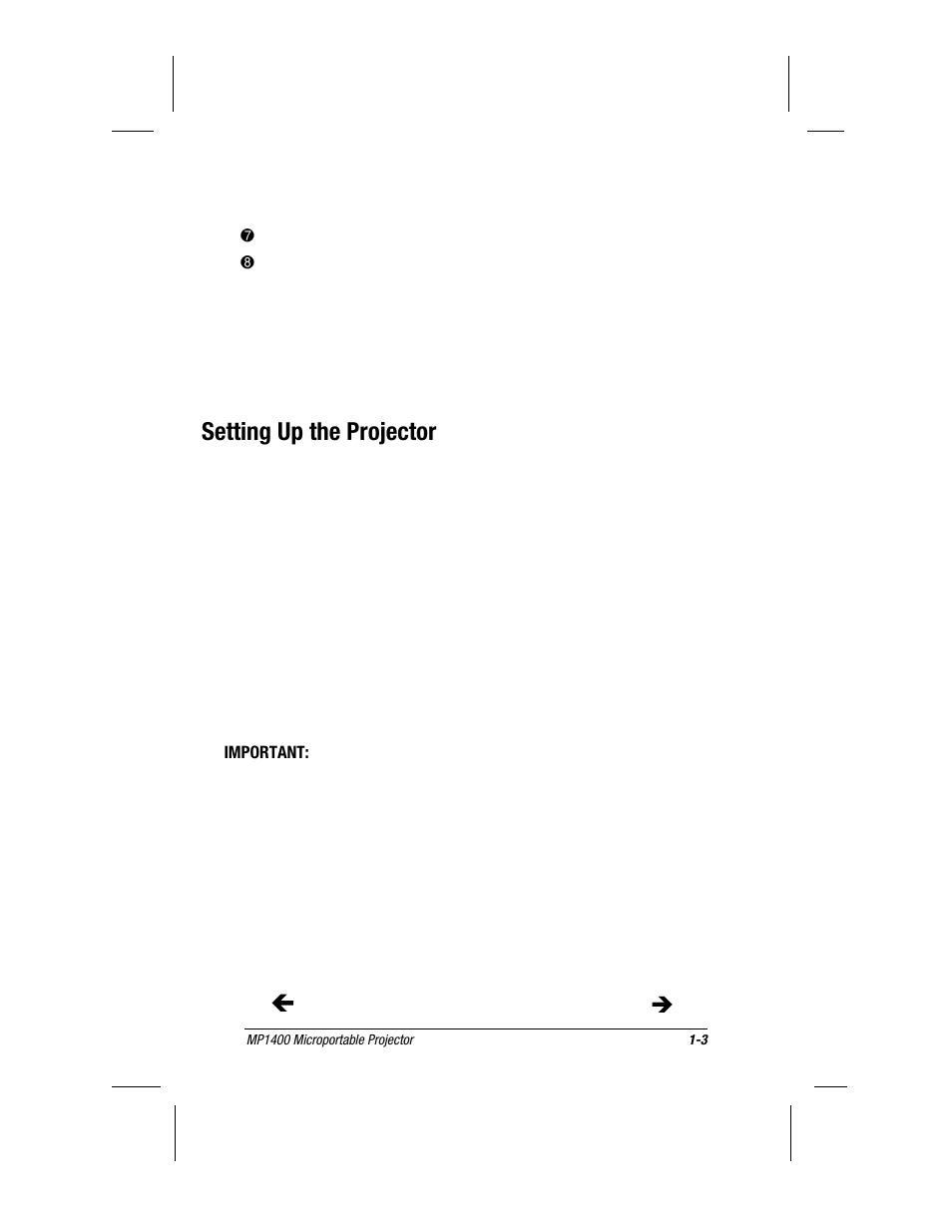 Setting up the projector | Compaq MP1400 User Manual | Page 10 / 69