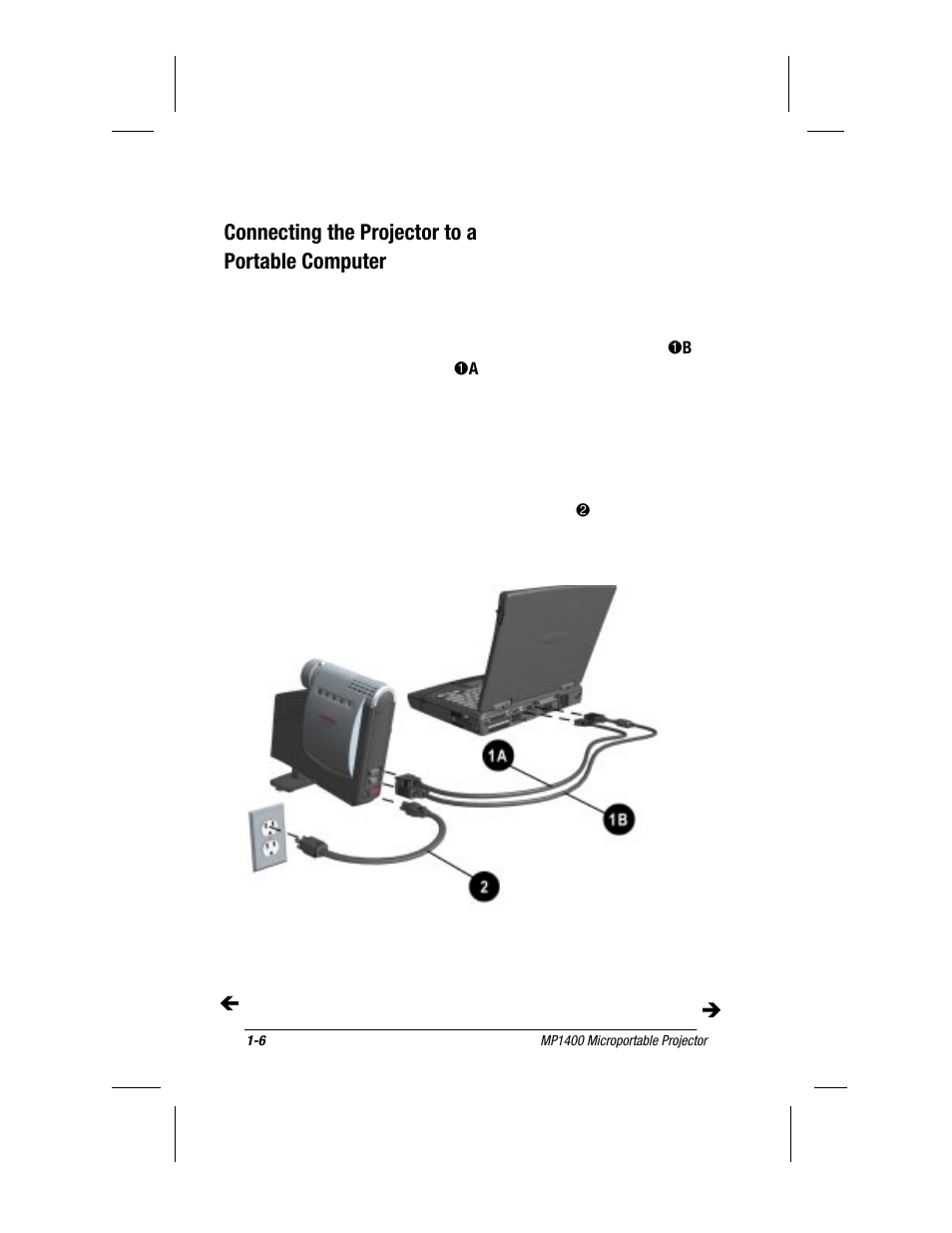 Connecting to a portable computer | Compaq MP1400 User Manual | Page 13 / 69