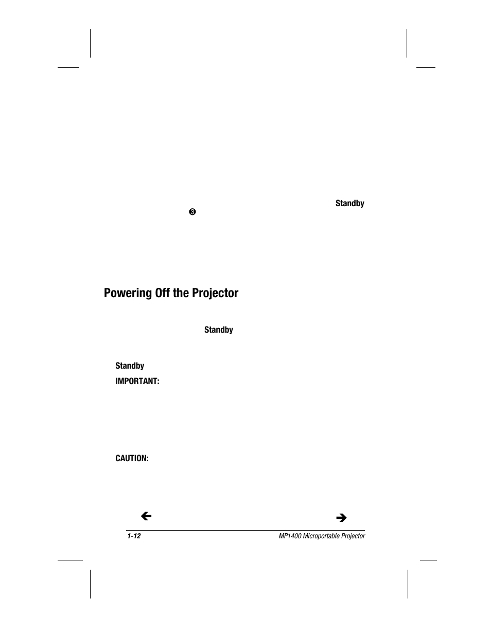 Powering off the projector | Compaq MP1400 User Manual | Page 19 / 69