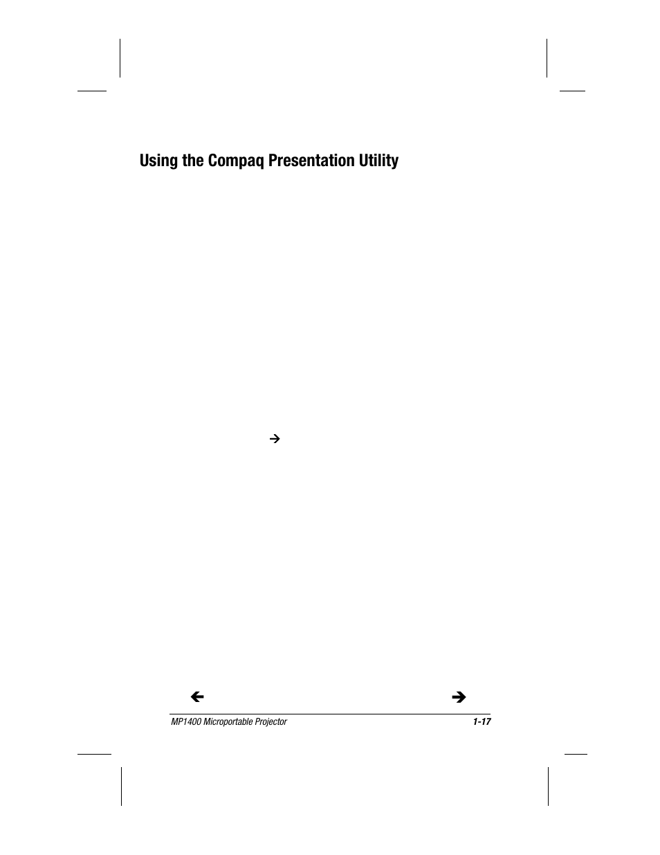 Using the compaq presentation utility | Compaq MP1400 User Manual | Page 24 / 69