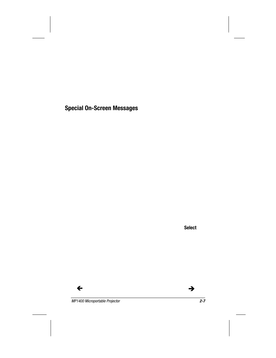 Special on-screen messages, Management, Factory reset | Compaq MP1400 User Manual | Page 32 / 69