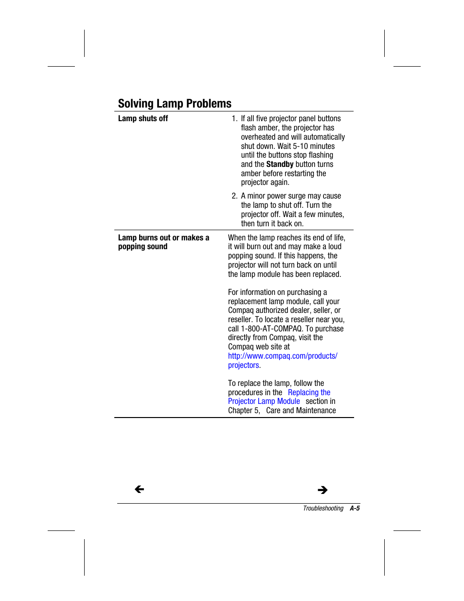 Solving lamp problems | Compaq MP1400 User Manual | Page 59 / 69