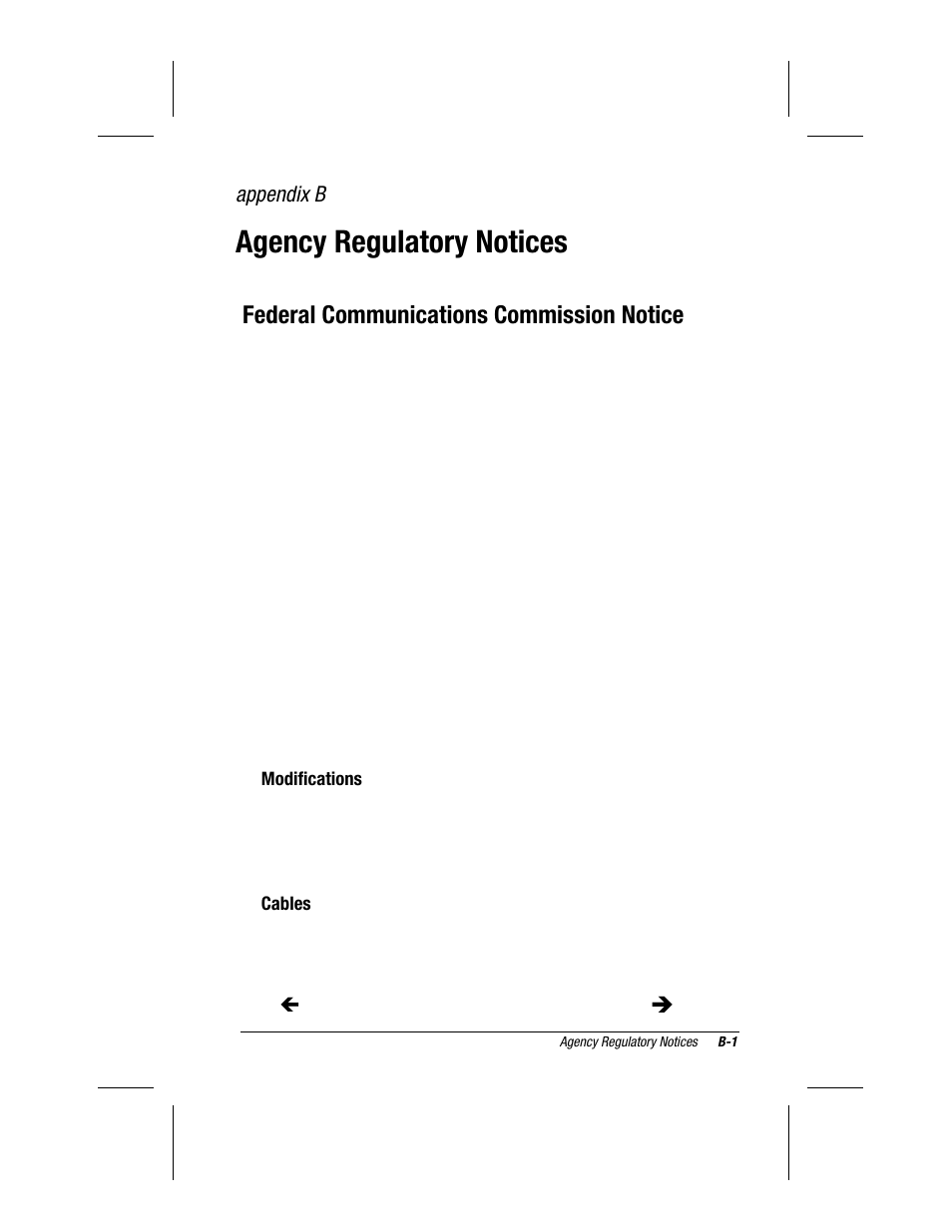 Appendix b, Agency regulatory notices, Federal communications commission notice | Compaq MP1400 User Manual | Page 61 / 69