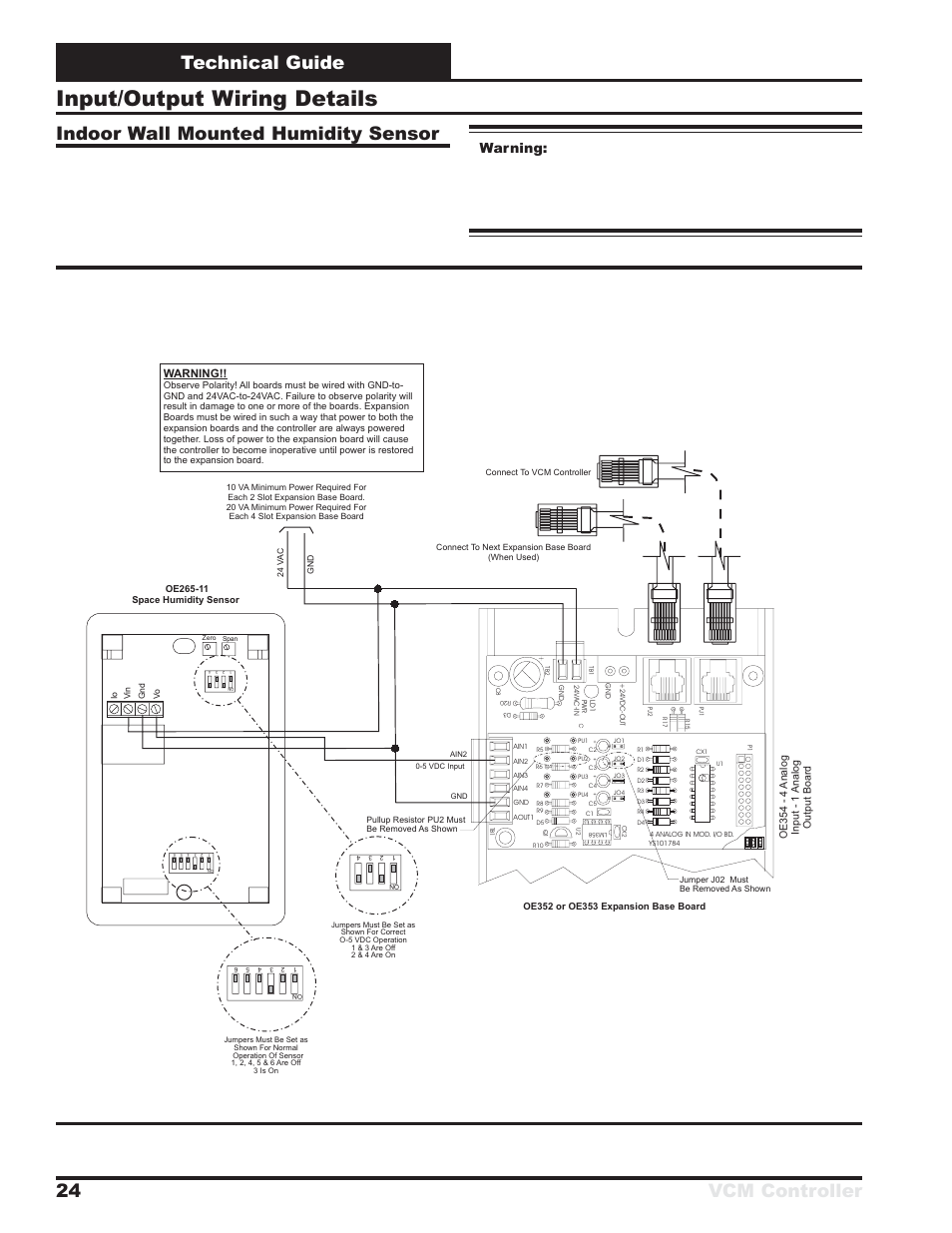 Input/output wiring details, Warning | Orion System VCM Controller User Manual | Page 24 / 60