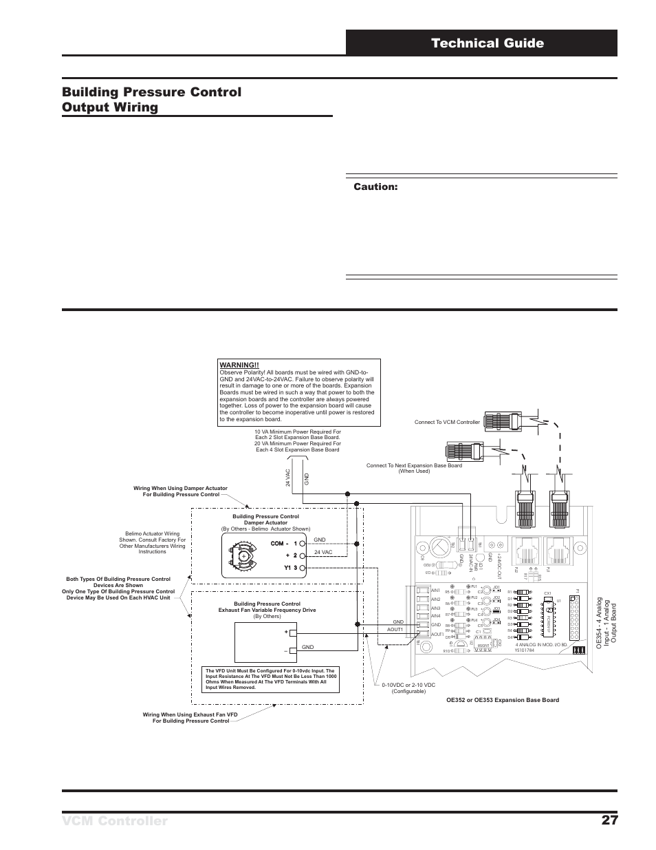 Figure 24: building pressure control output wiring, Philips | Orion System VCM Controller User Manual | Page 27 / 60