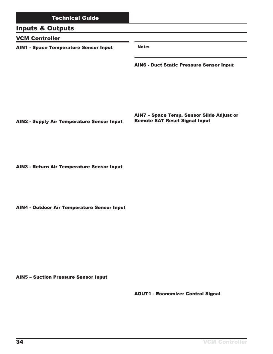 Inputs & outputs | Orion System VCM Controller User Manual | Page 34 / 60