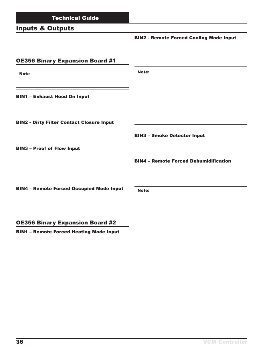 Inputs & outputs | Orion System VCM Controller User Manual | Page 36 / 60