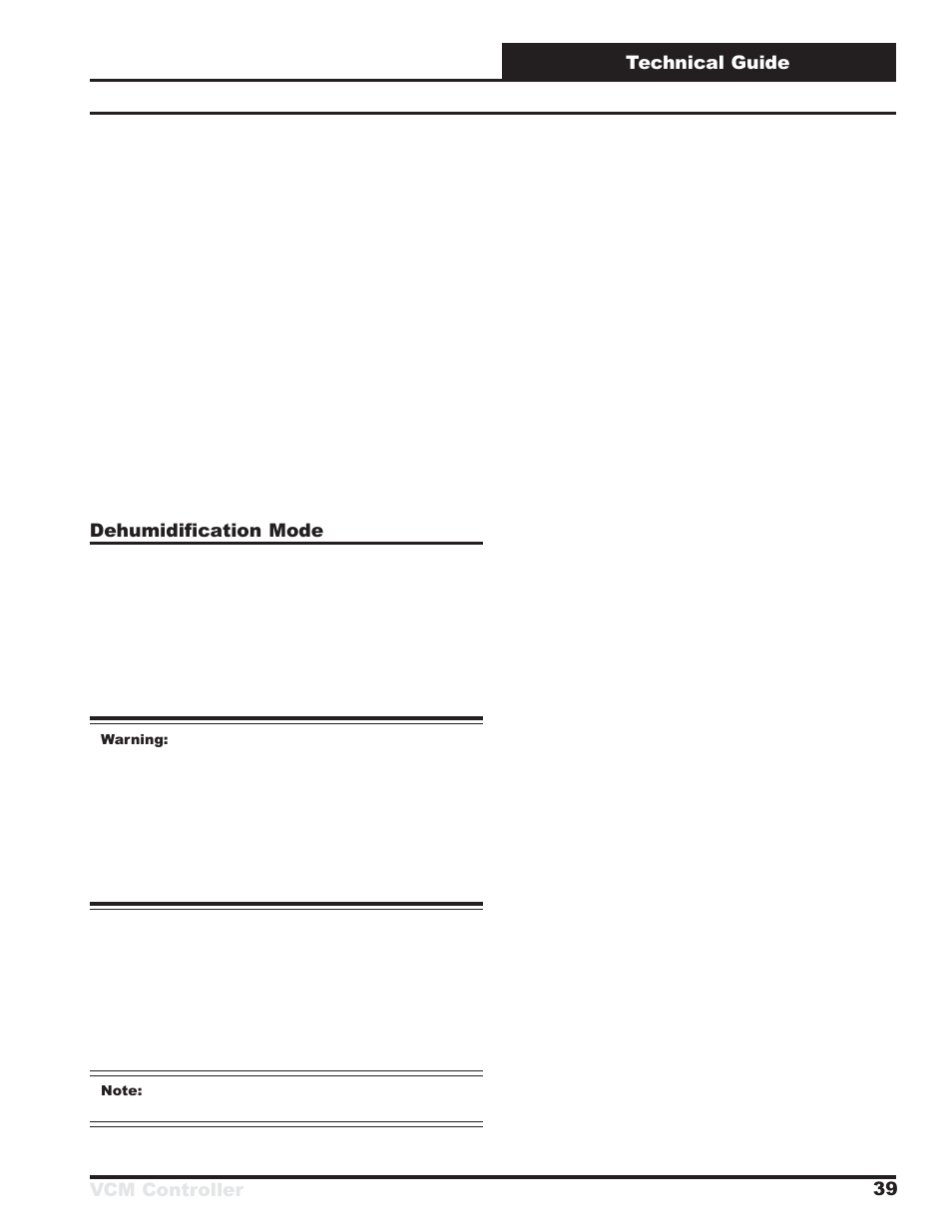 Vcm controller technical guide 39, Dehumidification mode | Orion System VCM Controller User Manual | Page 39 / 60