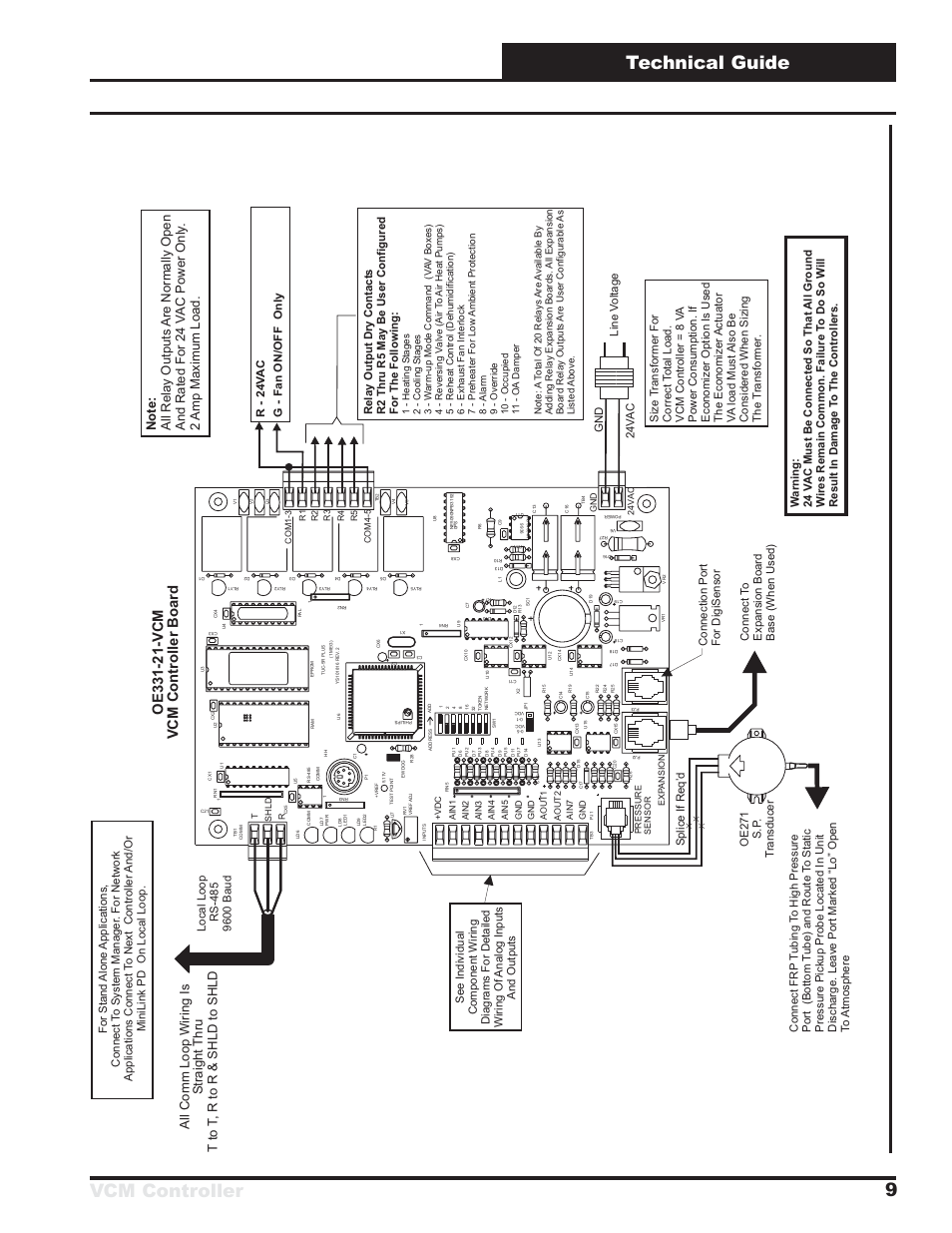 Vcm controller technical guide 9, Figure 5: vcm controller w iring diagram, All comm loop wiring is s traight thru | Tto t , r to r & shld to shld | Orion System VCM Controller User Manual | Page 9 / 60