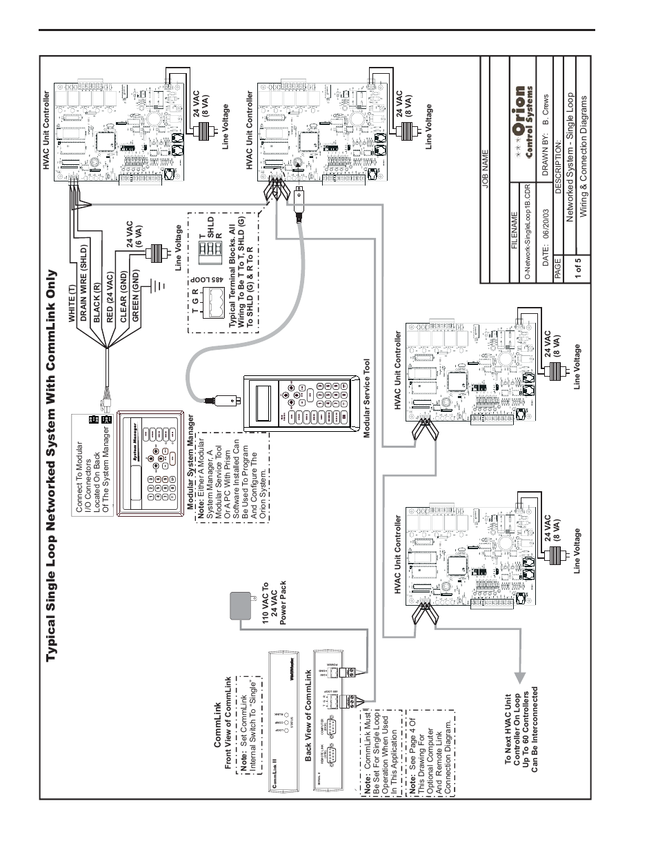 Networked single loop system with commlink only, Component & system wiring 12, Controls | Orion System VCM Component User Manual | Page 12 / 96