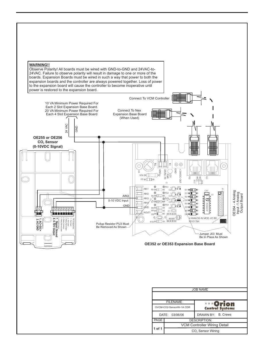 Co2 sensor wiring, Component & system wiring 46, Vcm controller wiring detail | Orion System VCM Component User Manual | Page 46 / 96