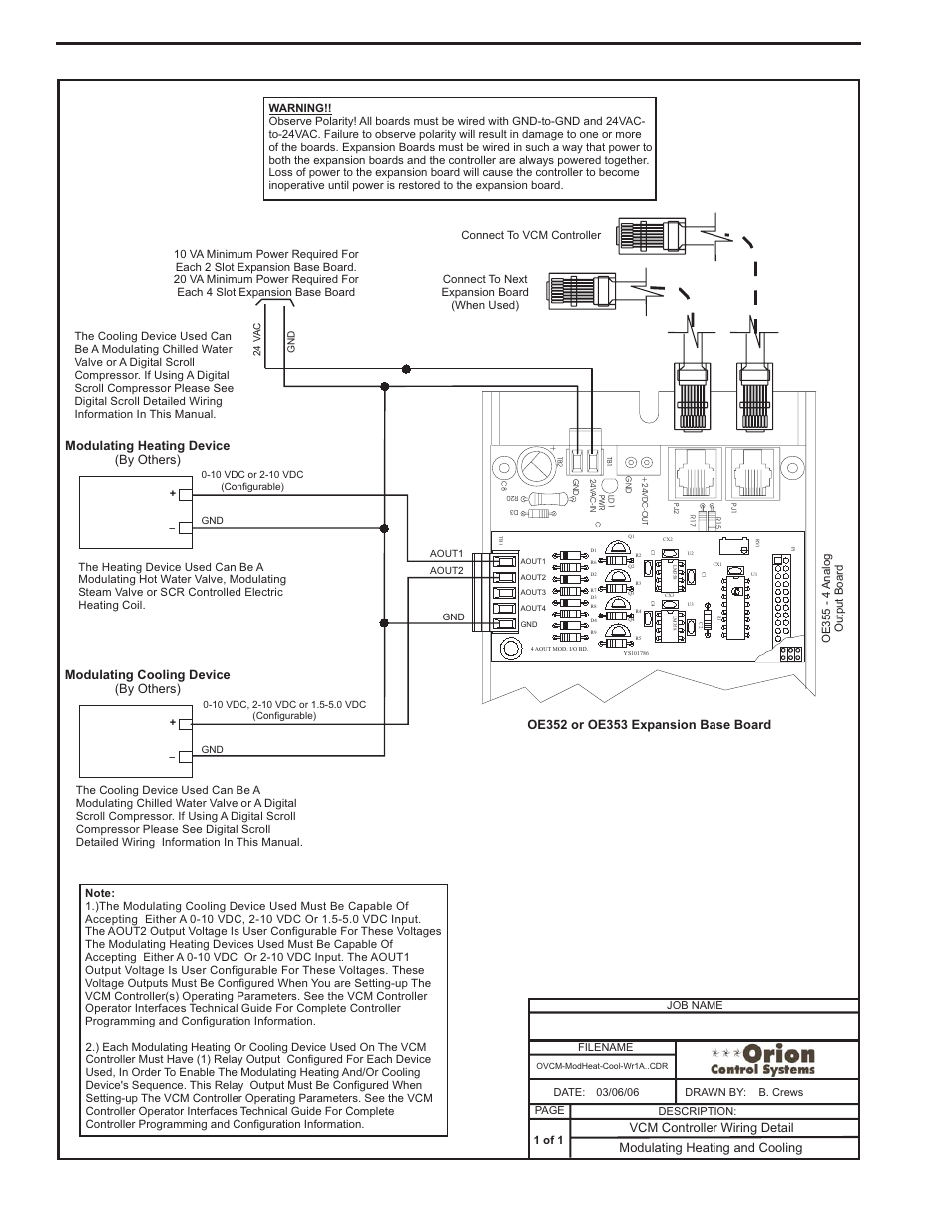 Modulating heating & cooling wiring, Component & system wiring 48 | Orion System VCM Component User Manual | Page 48 / 96