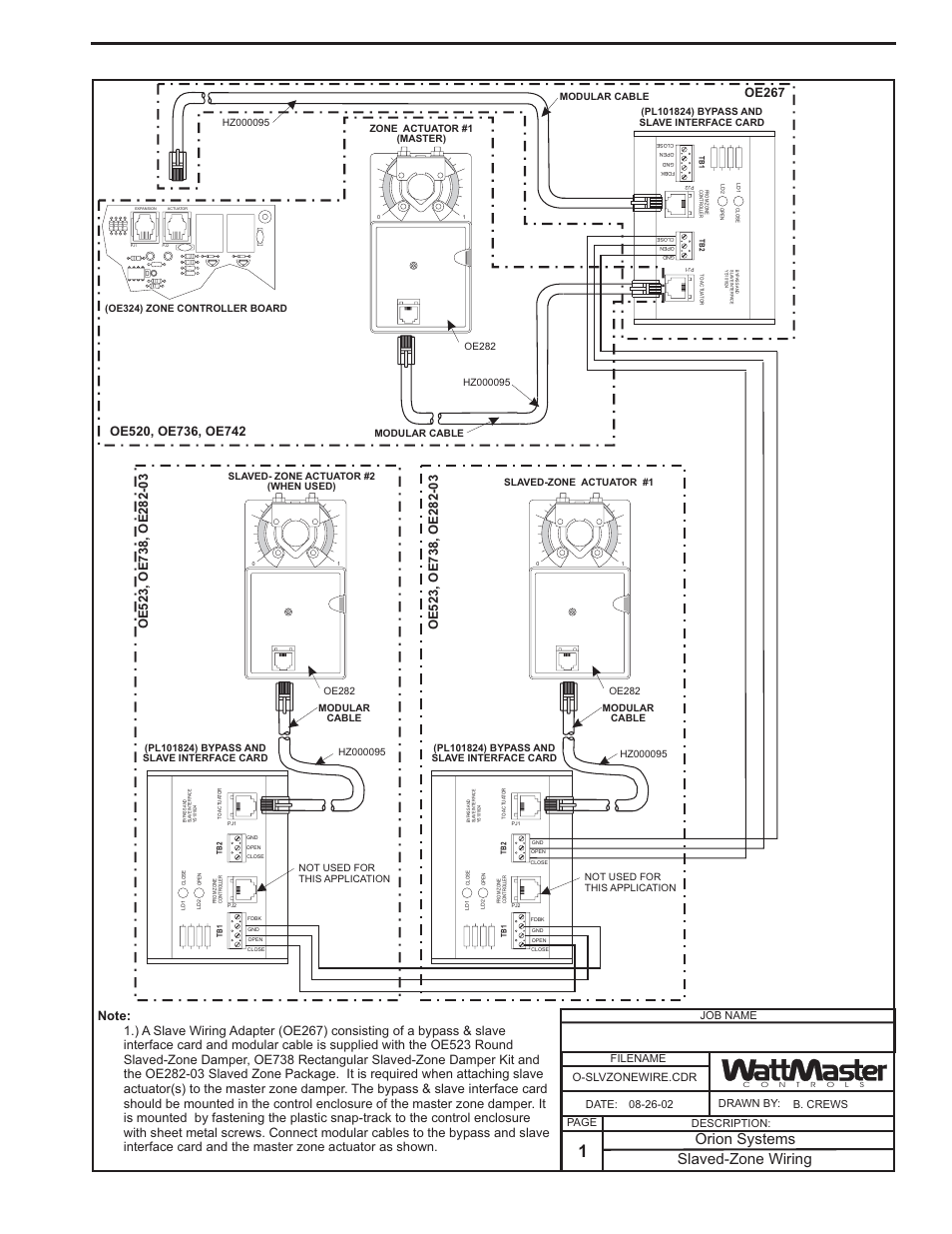 Slaved zone wiring, Component & system wiring 53, Slaved-zone wiring | Orion systems, Filename date: b. crews description: page drawn by | Orion System VCM Component User Manual | Page 53 / 96