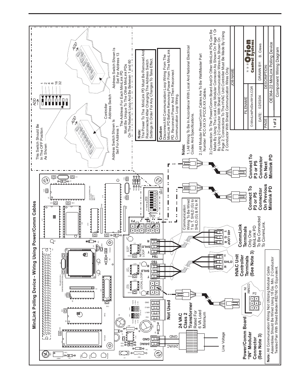Component & system wiring 63, Commlink t erminals, 24 v a c class 2 t ransformer | Philips | Orion System VCM Component User Manual | Page 63 / 96