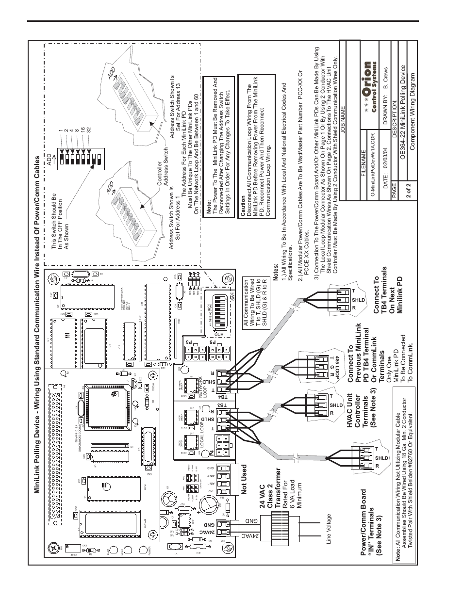 Component & system wiring 64, 24 v a c class 2 t ransformer, Philips | Orion System VCM Component User Manual | Page 64 / 96
