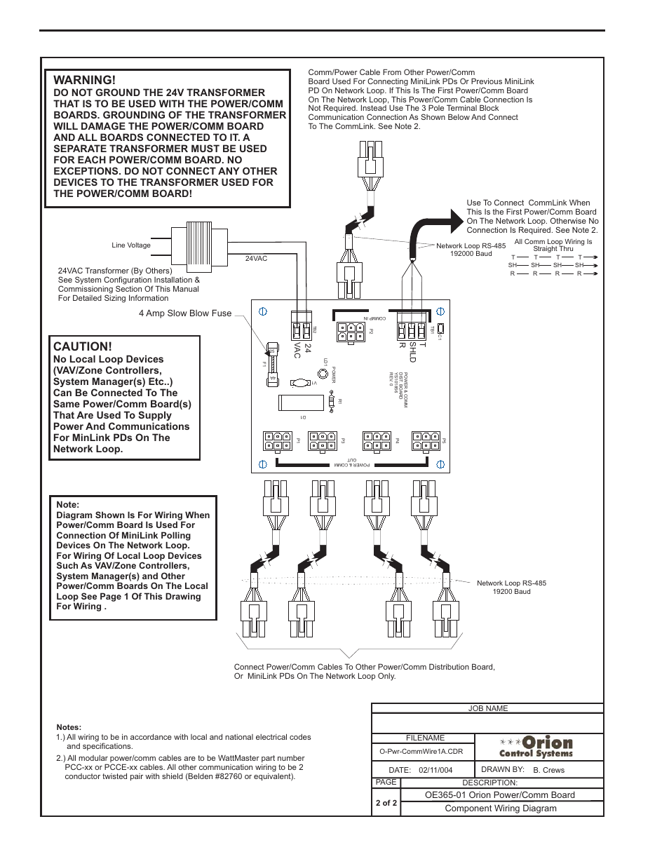 Component & system wiring 66, Warning, Caution | Orion System VCM Component User Manual | Page 66 / 96