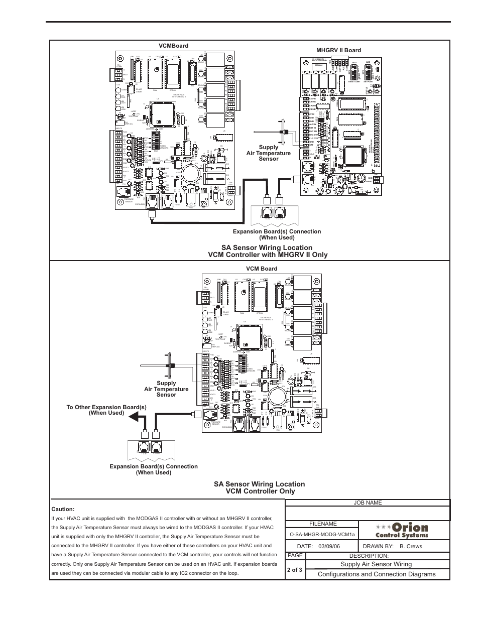 Supply air sensor location & wiring (cont’d), Component & system wiring 89, Caution | O-sa-mhgr-modg-vcm1a | Orion System VCM Component User Manual | Page 89 / 96