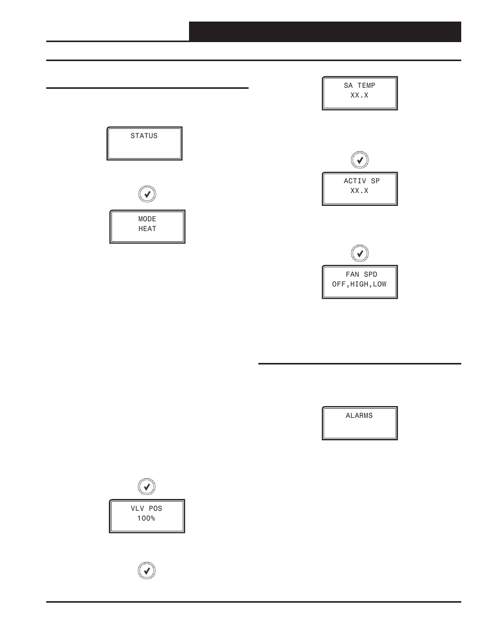 Lcd display screens, Status & alarm screens, Modgas-x field technical guide | Status screens, Alarm screens | Orion System MODGAS-X User Manual | Page 17 / 28