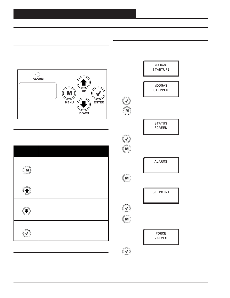 Lcd display screens, Navigation keys, Modgas-xwr technical guide 14 | Lcd display screen & navigation keys, Main screens map | Orion System MODGAS-XWR User Manual | Page 14 / 28