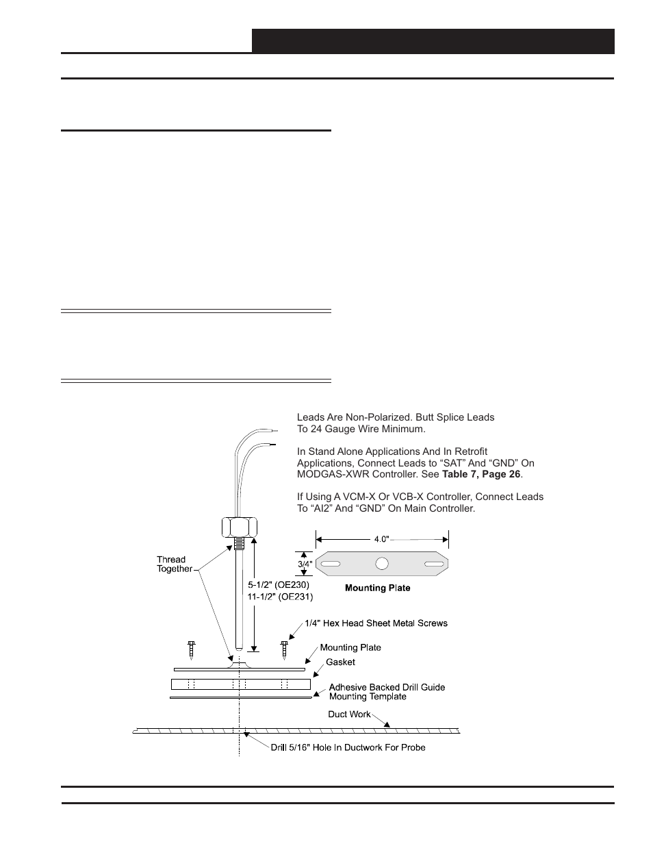 Appendix a, Supply air temperature sensor installation | Orion System MODGAS-XWR User Manual | Page 25 / 28