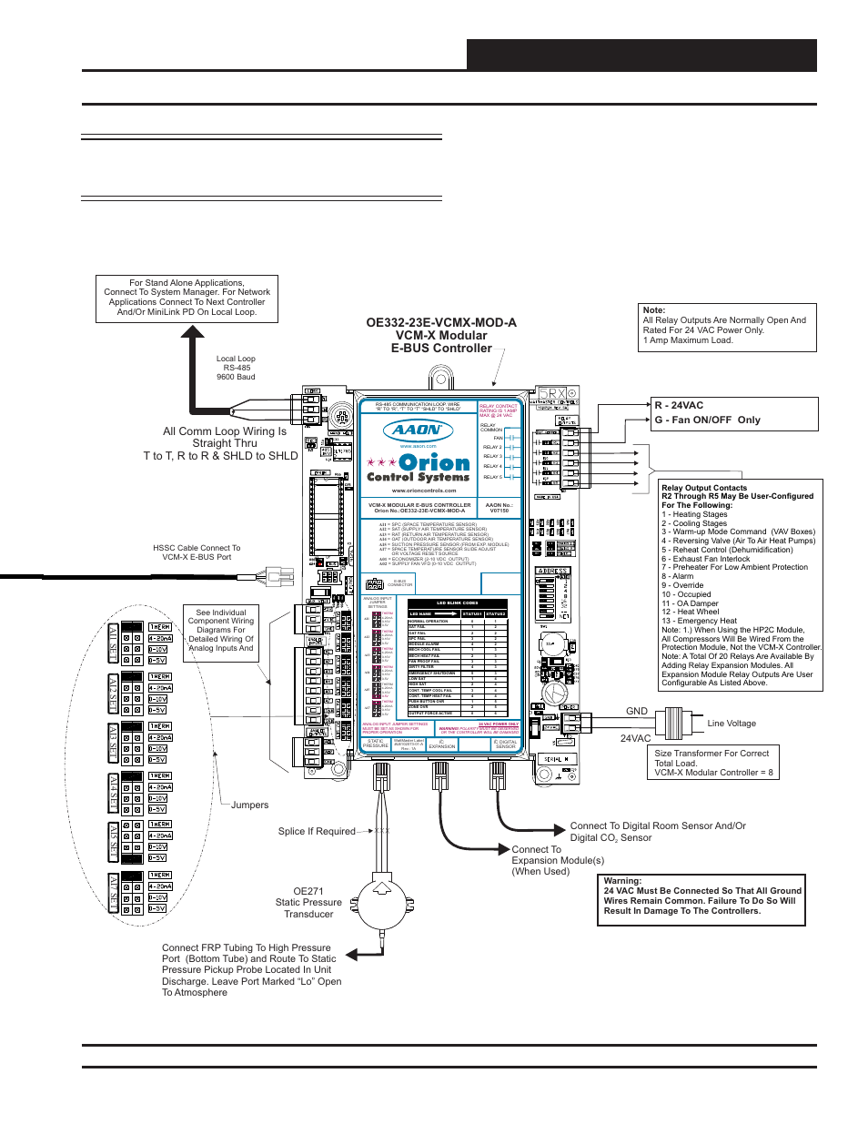 Installation and wiring, Technical guide full digital module 9, All comm loop wiring is straight thru | T to t, r to r & shld to shld, 24vac gnd, G - fan on/off only r - 24vac | Orion System Full Digital Module User Manual | Page 9 / 16