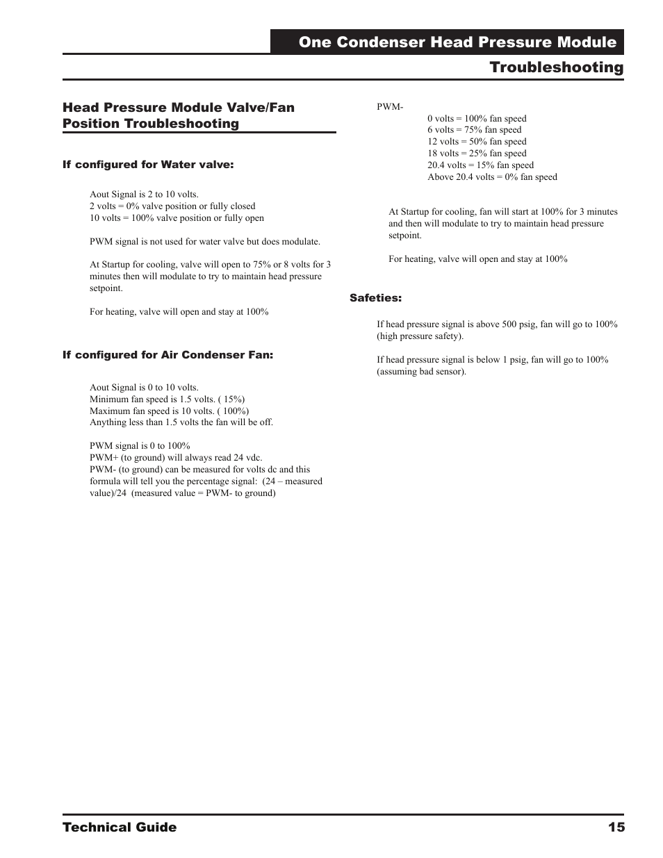 One condenser head pressure module, Troubleshooting | Orion System One Condenser Head Pressure Module User Manual | Page 15 / 24