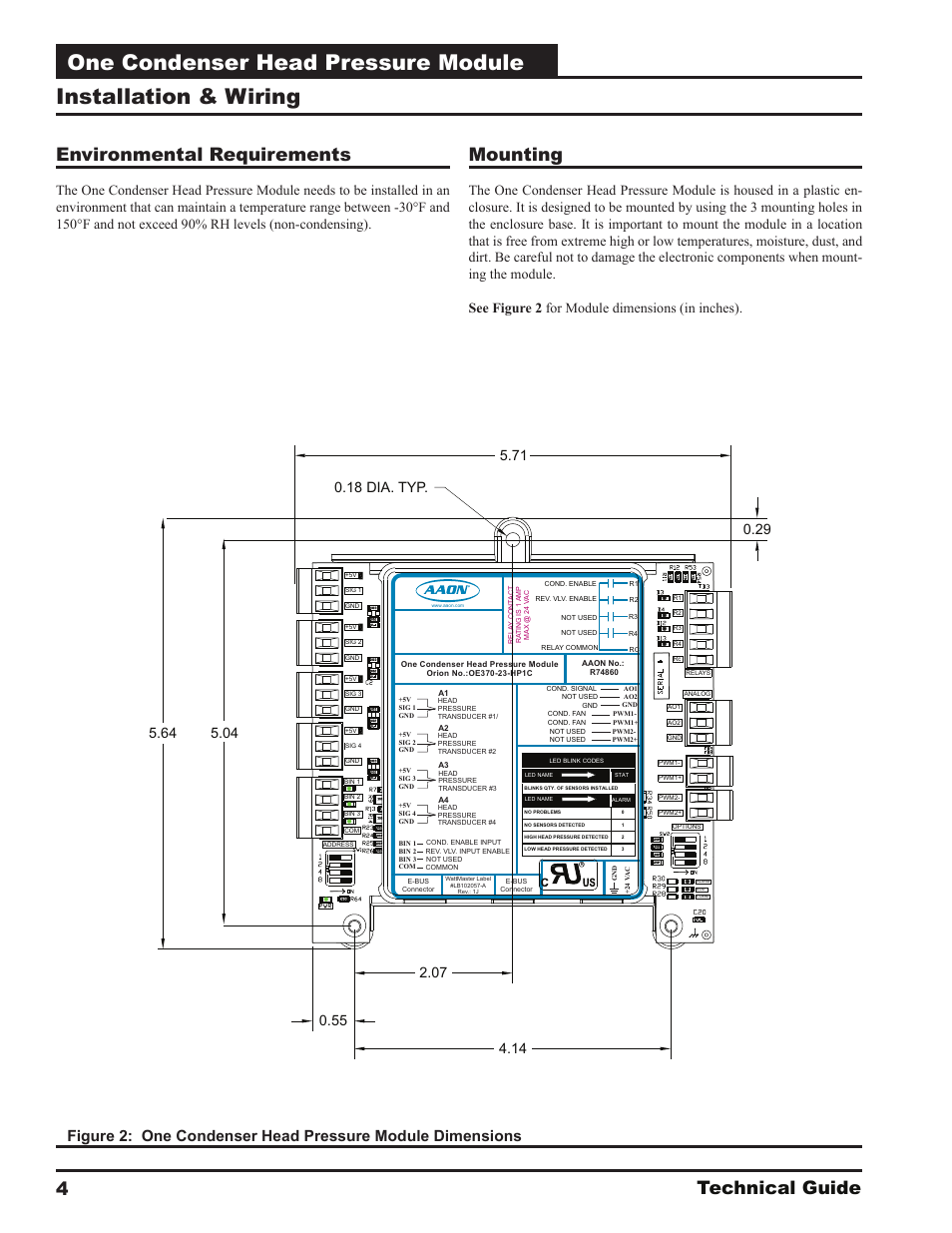 One condenser head pressure module, Installation & wiring, Technical guide 4 | Environmental requirements, Mounting | Orion System One Condenser Head Pressure Module User Manual | Page 4 / 24