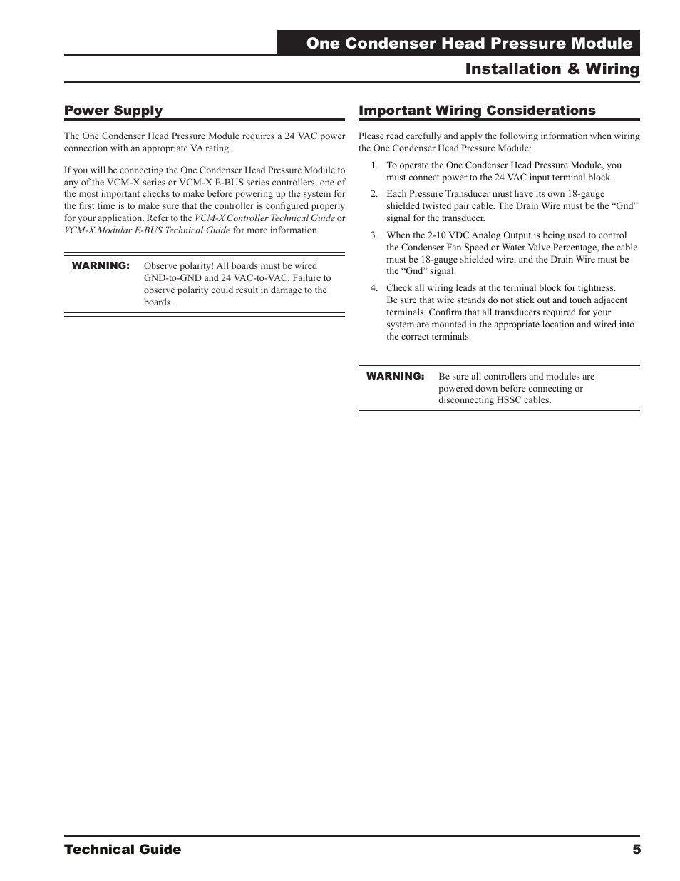 One condenser head pressure module, Installation & wiring | Orion System One Condenser Head Pressure Module User Manual | Page 5 / 24