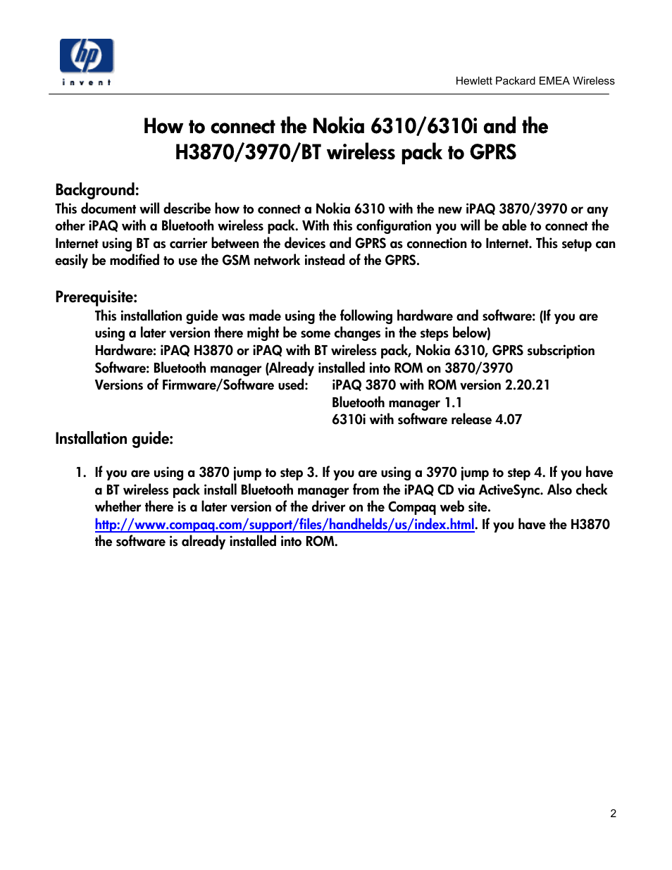 Compaq ipaq 3970 User Manual | Page 2 / 8