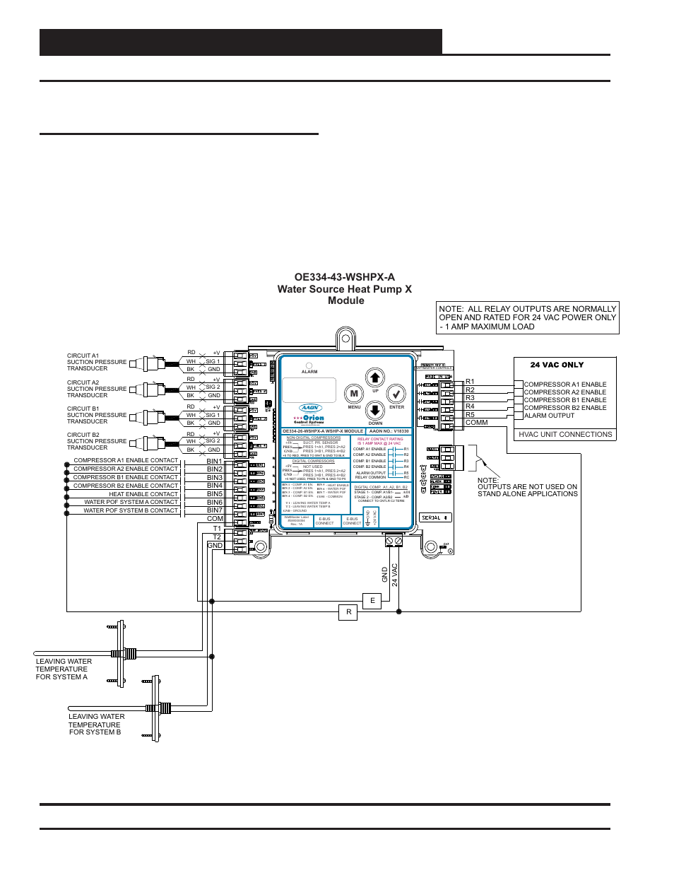 Wshp-x module, Installation & wiring, Technical guide 6 | Stand-alone wiring dual water circuit, 1 amp maximum load | Orion System Water Source Heat Pump X Module User Manual | Page 6 / 32