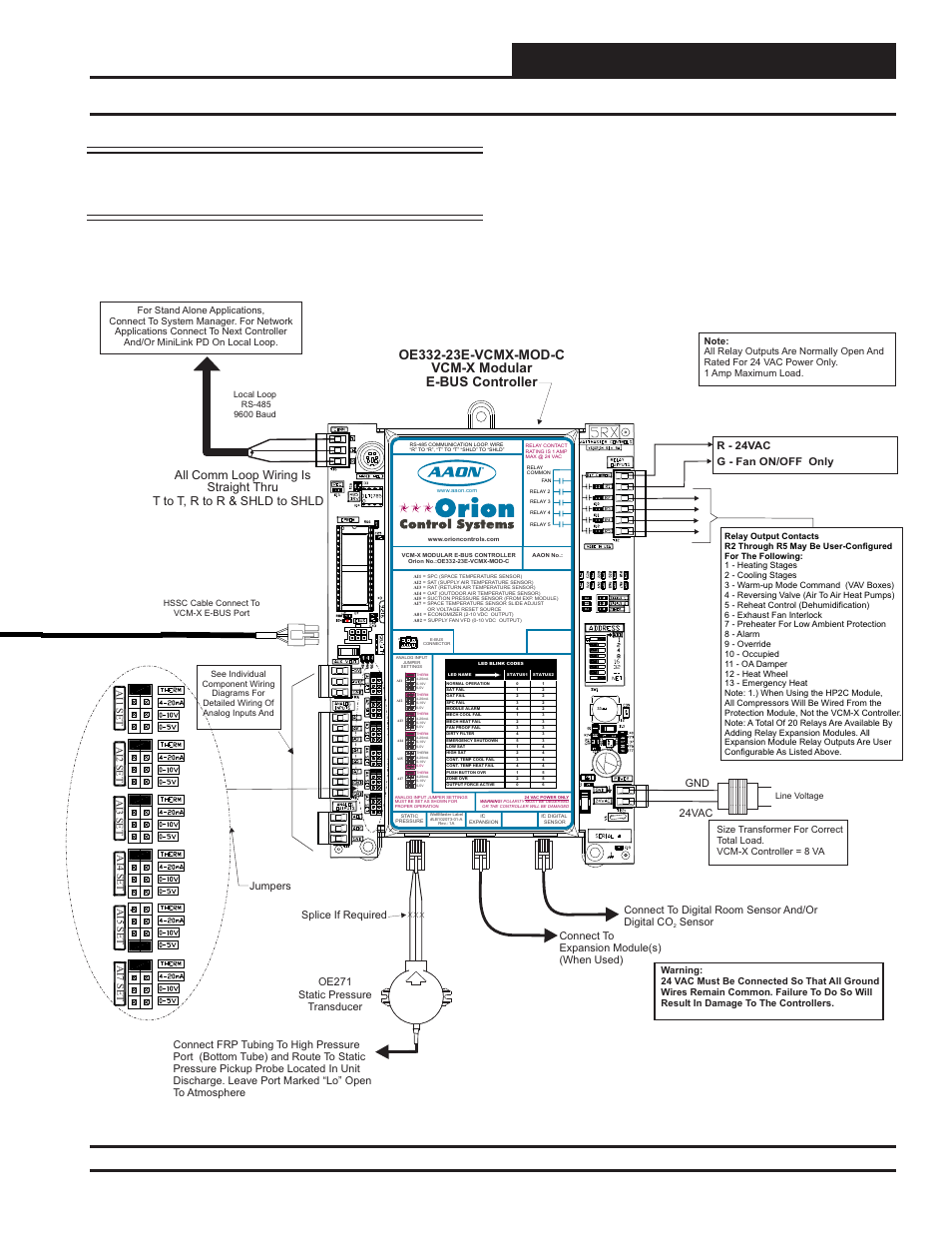 E-bus controller to dual digital module wiring, Technical guide dual digital module 9, All comm loop wiring is straight thru | T to t, r to r & shld to shld, 24vac gnd, G - fan on/off only r - 24vac | Orion System Dual Digital Module User Manual | Page 9 / 16