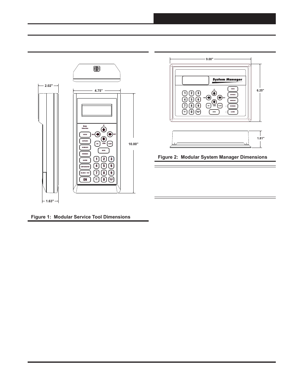 Introduction, Modular service tool and system manager, Vcm-x / rne operator interfaces technical guide 3 | Modular system manager, Modular service tool, Figure 2: modular system manager dimensions, Figure 1: modular service tool dimensions | Orion System VCM-X/RNE Operator Interfaces User Manual | Page 3 / 84