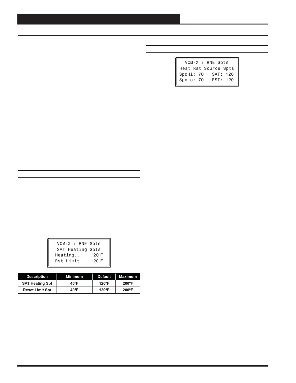 Vcm-x / rne setpoints, Vcm-x / rne setpoint screens, Vcm-x / rne operator interfaces technical guide 40 | Orion System VCM-X/RNE Operator Interfaces User Manual | Page 40 / 84