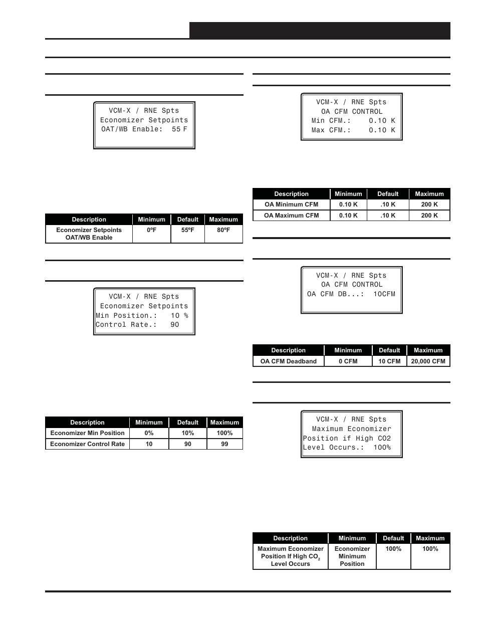 Vcm-x / rne setpoints, Vcm-x / rne setpoint screens, Vcm-x / rne operator interfaces technical guide | Orion System VCM-X/RNE Operator Interfaces User Manual | Page 43 / 84