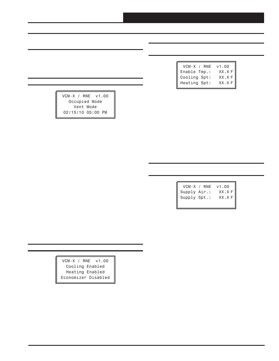 Vcm-x / rne status, Vcm-x / rne status screens, Vcm-x / rne operator interfaces technical guide 49 | Status | Orion System VCM-X/RNE Operator Interfaces User Manual | Page 49 / 84