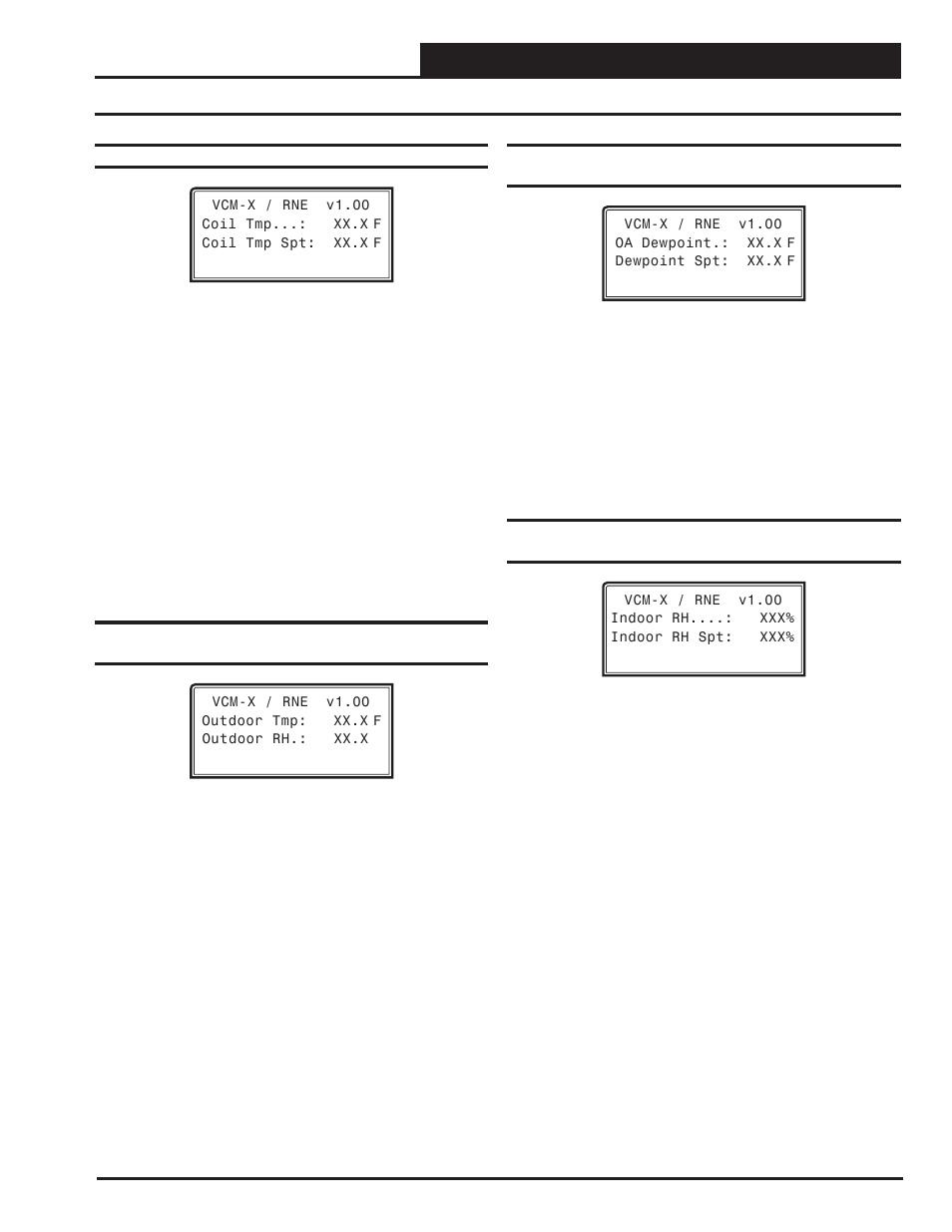 Vcm-x / rne status, Vcm-x / rne status screens, Vcm-x / rne operator interfaces technical guide 51 | Orion System VCM-X/RNE Operator Interfaces User Manual | Page 51 / 84