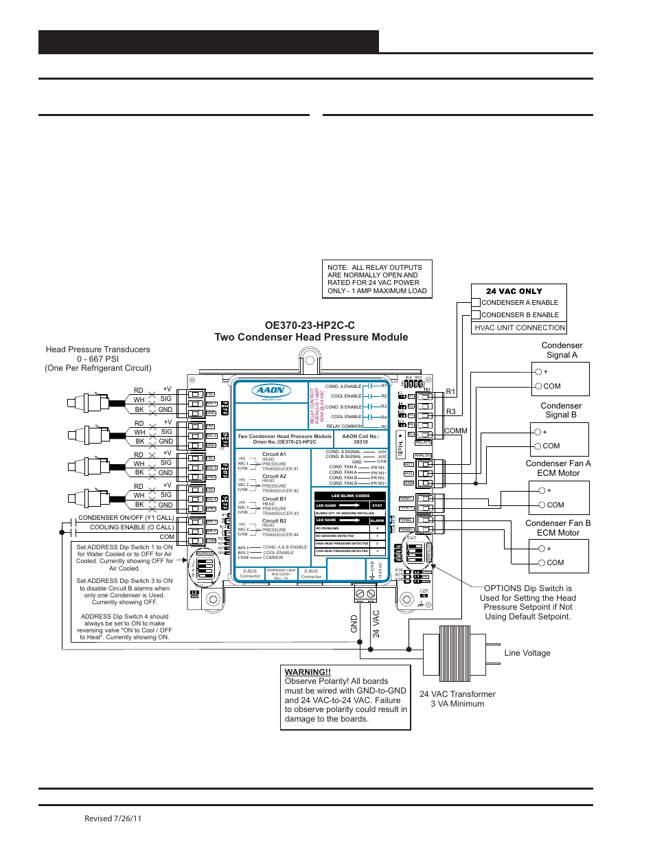 Two condenser head pressure module, Stand-alone wiring, Technical guide 10 | Condenser type selection, Condenser fan a ecm motor, Condenser fan b ecm motor, Condenser signal b, Condenser signal a | Orion System Two Condenser Head Pressure Module User Manual | Page 10 / 24
