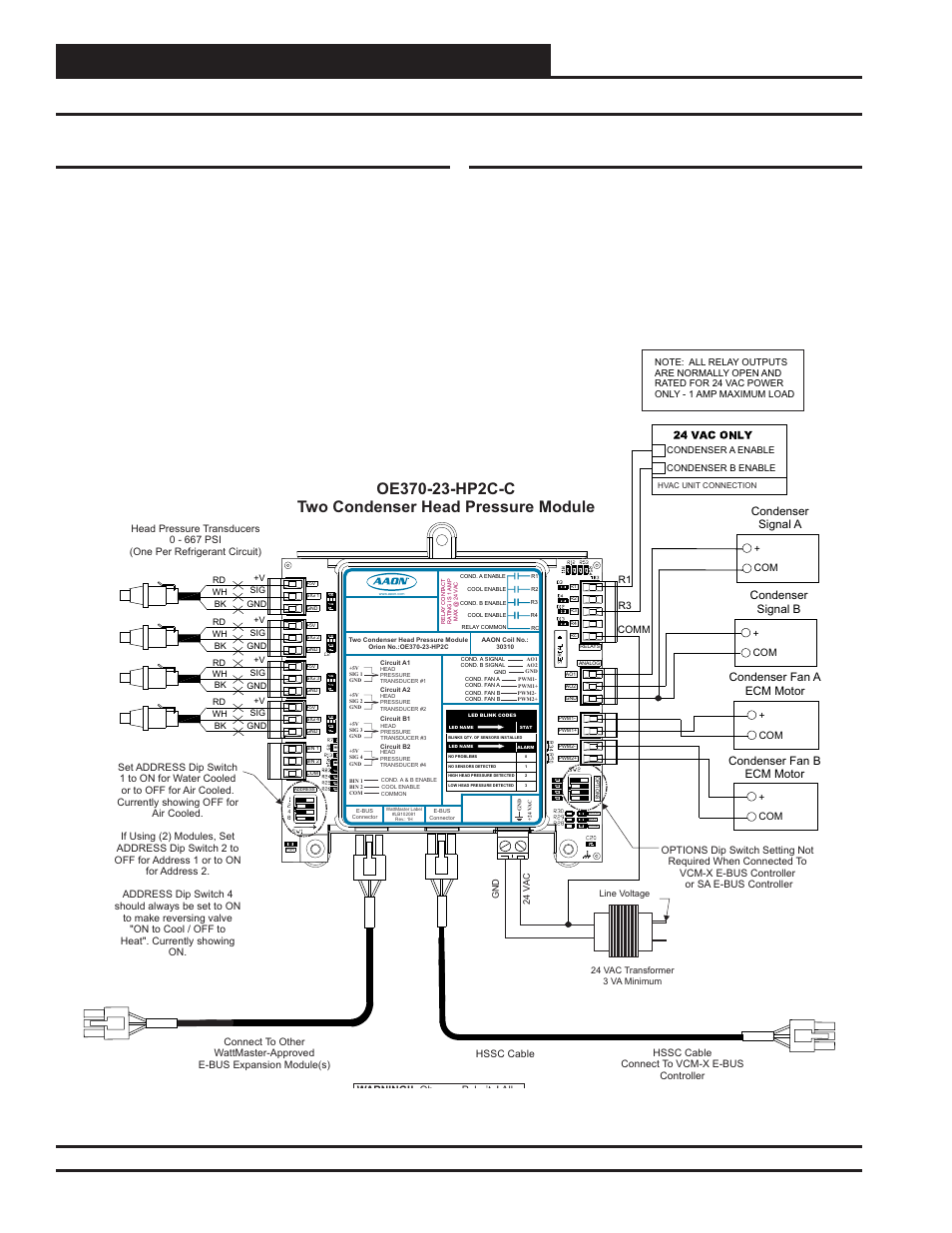 Two condenser head pressure module, Appendix for version 1.04 and earlier, Technical guide 20 | Version 1.04 and earlier, Vcm-x / sa connection, Condenser fan a ecm motor, Condenser fan b ecm motor, Condenser signal b, Condenser signal a | Orion System Two Condenser Head Pressure Module User Manual | Page 20 / 24