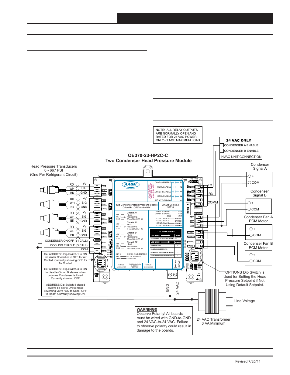 Two condenser head pressure module, Installation & wiring, Technical guide | Important wiring considerations, Condenser fan a ecm motor, Condenser fan b ecm motor, Condenser signal b, Condenser signal a | Orion System Two Condenser Head Pressure Module User Manual | Page 5 / 24